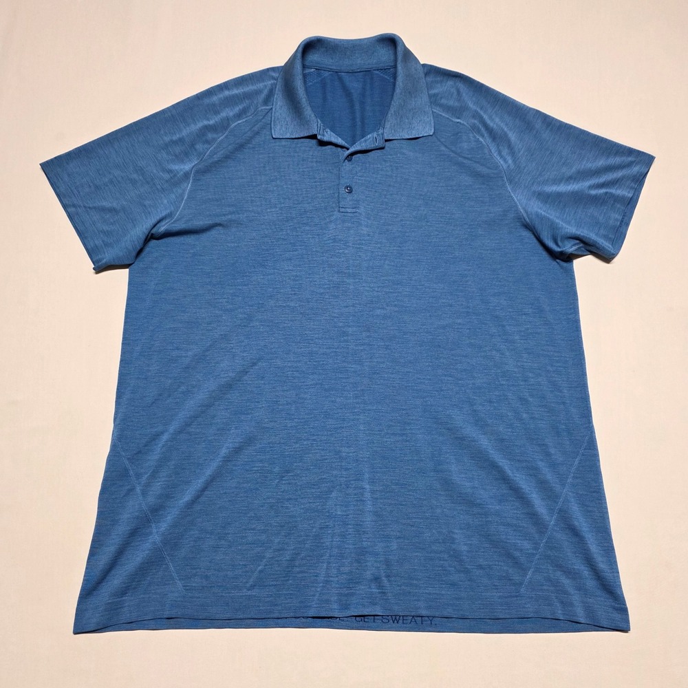 Lululemon Metal Vent Tech Polo Shirt Slate/Blue Heathered Short Sleeve Men XXL
